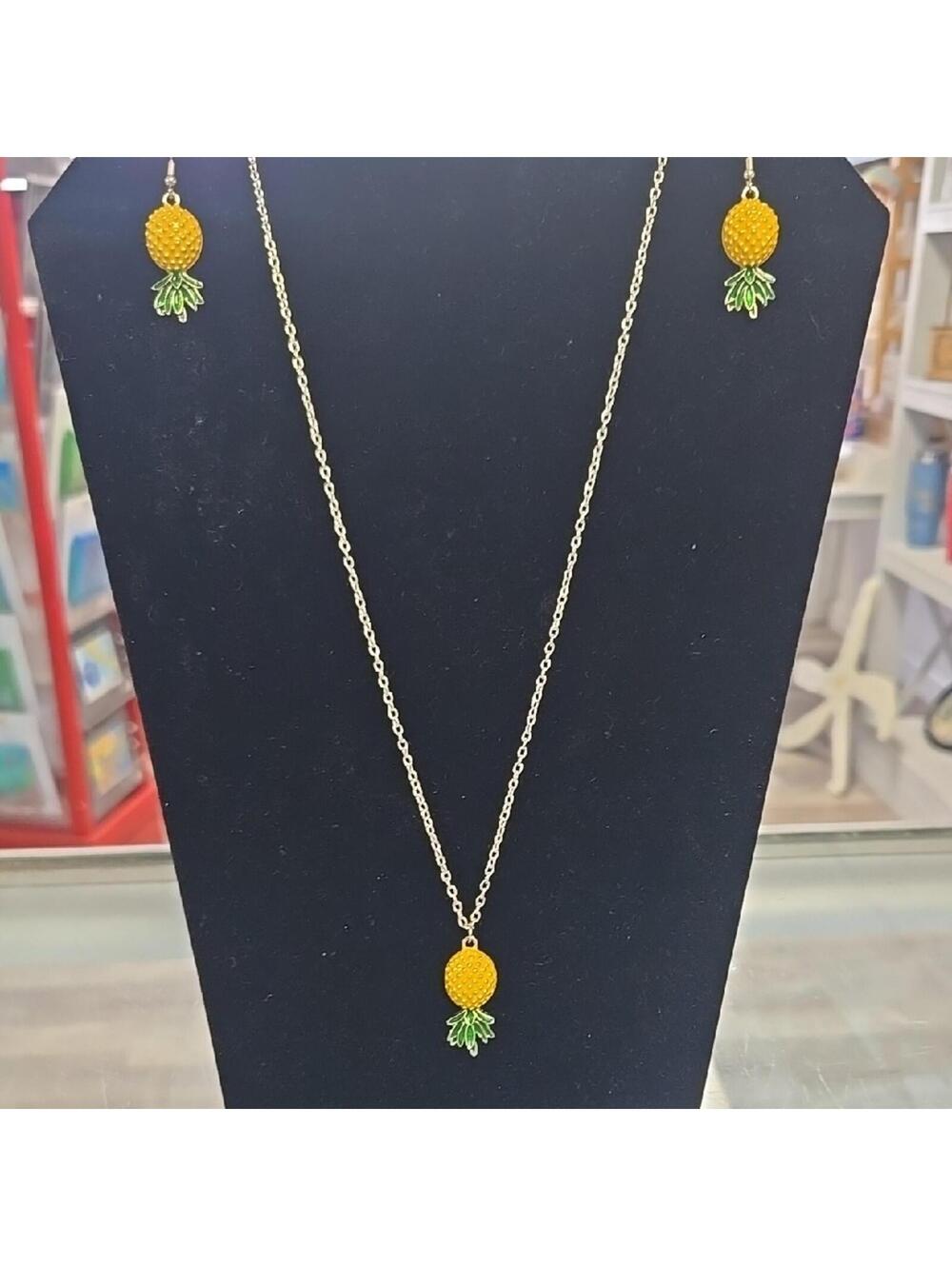 Pineapple Themed Necklace and Earring Set